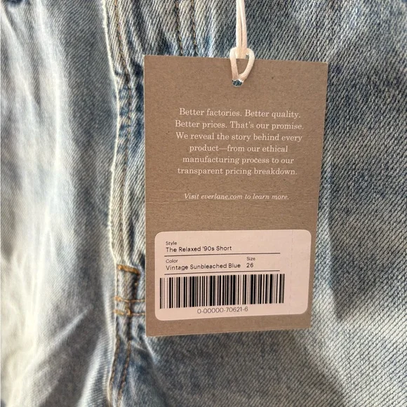 NWT Everlane The Relaxed '90s Short Vintage Sunbleached Blue - Picture 5 of 7